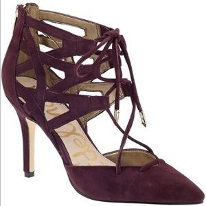 Sam Edelman Zavier Lace-Up Pump in Burgundy Suede
